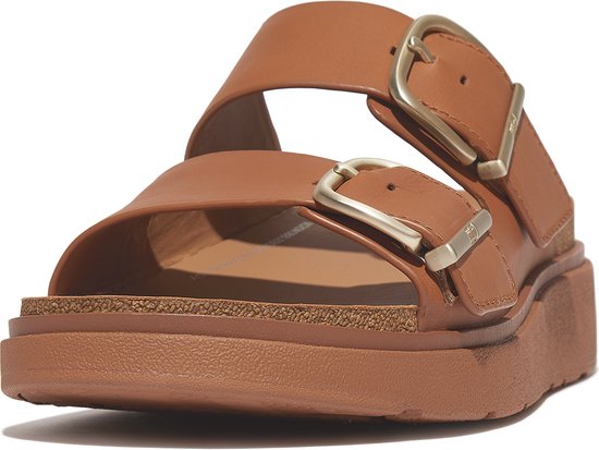 FitFlop Gen-FF Buckle Two-Bar Leather Slides BRUIN - Maat 38