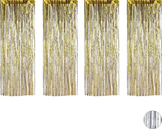 Relaxdays 4x deurgordijn folie - folie gordijn goud - glitter gordijn -  feest - 250 cm | bol.com