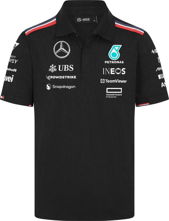 Mercedes Teamline Polo Zwart 2024 XS - Lewis Hamilton - George Russel - Formule 1