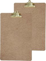 Clipboard/klembord/memobord voor documenten - 2x - hardboard - A4 formaat - met stevige klem