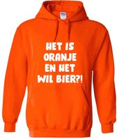 Het is oranje en het wil bier?! Hoodie - koningsdag - nederland - holland - grappig - unisex - trui - sweater - capuchon