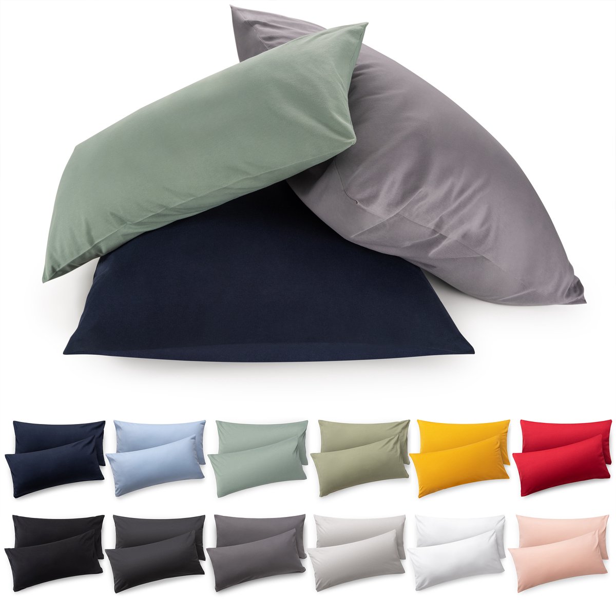 Blumtal - Set Van 2 Kussenslopen - Superzachte Premium Jersey Kussenhoes - 100% Katoen - 50 x 70 cm - Donkerblauw