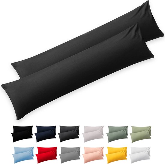 Blumtal - Set de 2 Taies d'oreiller - Housse de Coussin en Jersey Premium Super Doux - 100% Katoen - 40 x 145 cm - Anthracite
