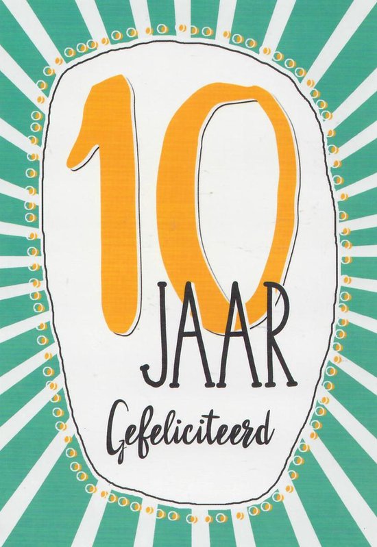 Verjaardagskaart 10 Jaar - Wenskaart Verjaardag - Kaart 10 Jaar