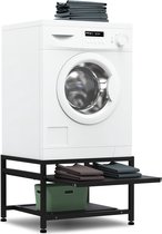 Bodo® - Wasmachine Verhoger - Wasmachine Verhoger Met Uitschuifbare plank - Wasmachine opbouwmeubel - Wasmachine Sokkel - Universeel - Zwart