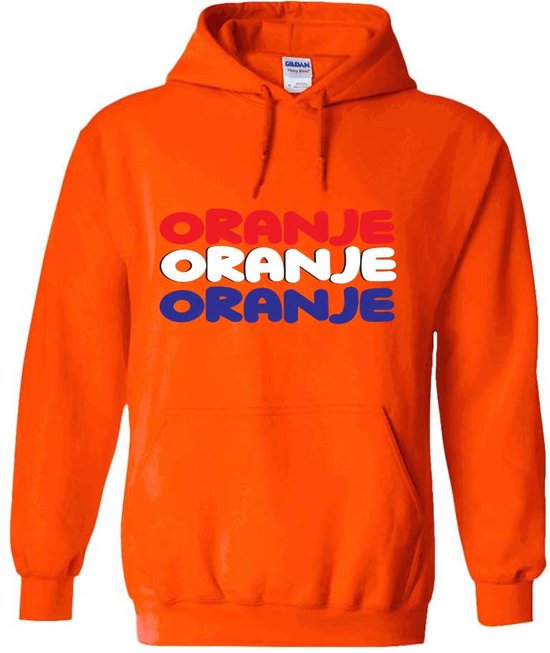 Rood Wit Blauw tekst Oranje Hoodie - nederland - holland - dutch - wk - ek - koningsdag - unisex - trui - sweater - capuchon