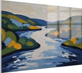 Rivier Henri Matisse stijl schilderij - Henri Matisse schilderij - Schilderijen rivier - Modern schilderij - Acrylglas schilderij - Woonkamer decoratie - 90 x 60 cm 5mm