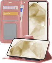 Hoesje Geschikt voor Samsung A55 Hoesje Book Case Hoes Wallet Cover - Hoes Geschikt voor Samsung Galaxy A55 Hoesje Bookcase Hoes - Rosé goud