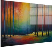 Kleurrijk bos schilderij - Bomen schilderij - Schilderij modern - Landelijk schilderij - Acrylaat - Slaapkamer muurdecoratie - 150 x 100 cm 5mm