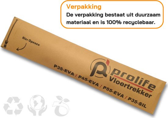 Prolife - P45-EVA - Vloertrekker 45 cm + 140 cm steel - zwart - trekker douche - vloertrekker met steel - douchewisser - vloerwisser - Prolife