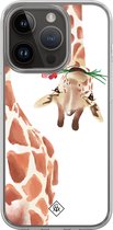 Casimoda® hoesje - Geschikt voor iPhone 13 Pro - Giraffe - 2-in-1 case - Schokbestendig - Giraffe - Verhoogde randen - Bruin/beige, Transparant