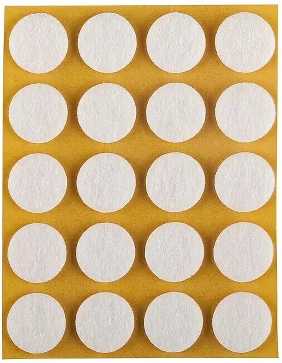 Suki meubelviltjes - Ø 17 mm 60 stuks - Anti kras vloerbescherming - Wit - Zelfklevend