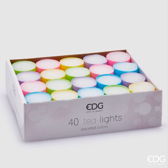 EDG Enzo De Gasperi - Set van 40 stuks theelichtjes 3cm pastelkleuren 5 soorten - Pasen