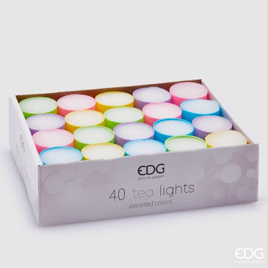 EDG Enzo De Gasperi - Set de 40 bougies chauffe-plat 3cm couleurs pastel 5 types - Pasen