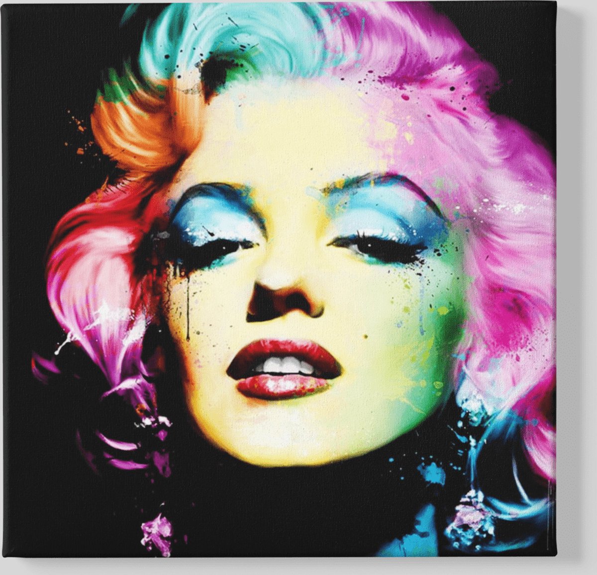 Trendex Global Canvas Schilderij - Marilyn Monroe - Portret - Vierkant - 100x100x2 cm Roze