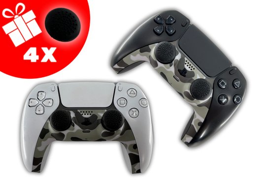 TURQERO Playstation 5 controller faceplate set - Controller behuizing - Camouflage licht grijs - Geschikt voor playstation 5 controller - Inclusief Thumb Grips