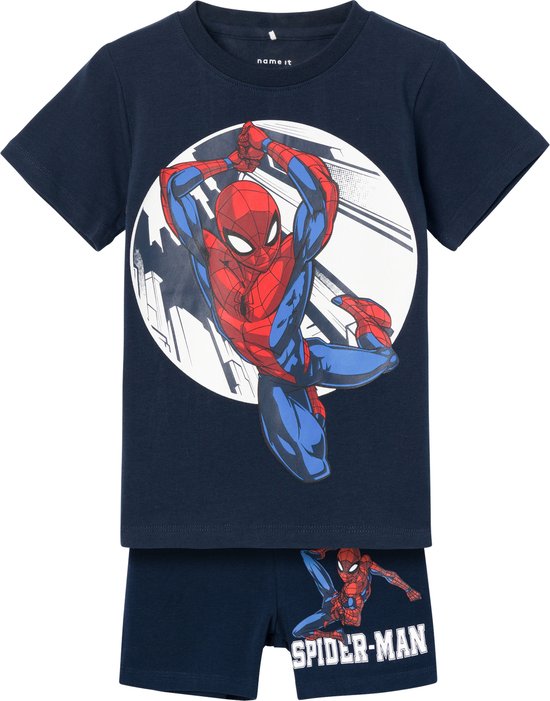 Name It Pyjama Kinder Garçons Court Blauw Spiderman - Taille 86/92
