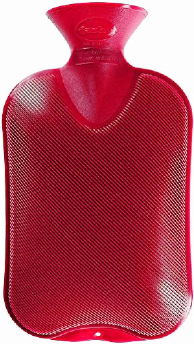 Goedkoopste Fashy warm water kruik - dubbelzijdig geribbeld - cranberry - 2 liter