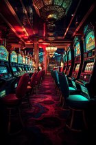 Casino Poster | Slotmachines Poster | Abstracte Poster | Sfeerposter | Las Vegas Poster | 61x91cm | Wanddecoratie | MW | Muurposter | Geschikt om in te lijsten