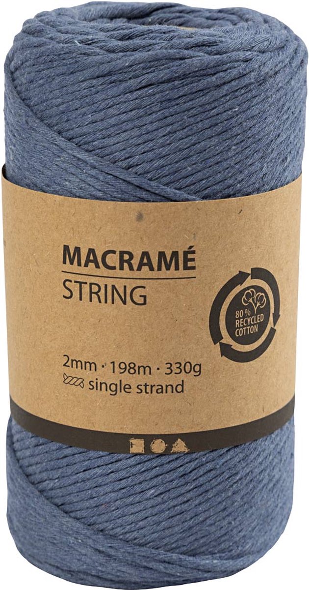 Creativ Company Macramékoord 2 mm 198 m Blauw