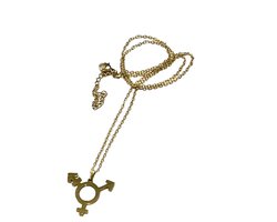 GoedeDoelen.Shop | Ketting Trans Pride Gold | RVS Ketting Goudkleur | Transgender Symbool | Kettinglengte 45+5 CM | Transgender Sieraad | Trans | Statement Ketting | Pride | Transgender | Unisex | Respect | Love Is Love | Wellness-House