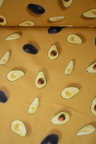 Canvas oker geel met avocado's 1 meter - modestoffen voor naaien - stoffen Stoffenboetiek