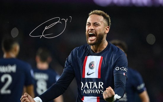 Lionel Messi ondertekende fotoprint voorgedrukte handtekening Paris St Germain PSG gesigneerde foto