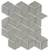 The Mosaic Factory Paris 3D Kubus - Wandtegels - Mozaïektegel - 26.5x30.5x0.5cm - Grijs - Mat - 0.81m²/10 Stuks