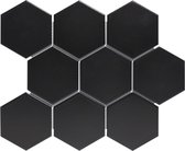 The Mosaic Factory Barcelona Hexagon - Wandtegels - Mozaïektegel - 25.6x29.6x0.3cm - Zwart mat Mat - 0.76m²/10 Stuks