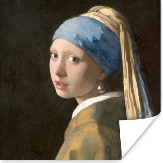 Poster Meisje met de Parel - Schilderij van Johannes Vermeer - 100x100 cm XXL