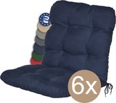 Beautissu Flair NL – Set de 6 Coussins de Jardin à Dossier Bas Blauw– 100 x 50 cm – Coussin d'assise, Coussin de Matelas pour Meubles de Jardin