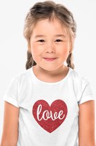 T-shirt voor meisjes met love hart glitter | Maat 110