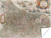 Carte des Nederland Poster 160x120 cm - Tirage photo sur Poster (décoration murale salon / chambre) XXL / Groot format!