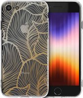 iMoshion Hoesje Geschikt voor iPhone SE (2022) / SE (2020) / 8 / 7 Hoesje Siliconen - iMoshion Design hoesje - Meerkleurig / Golden Leaves Transparant
