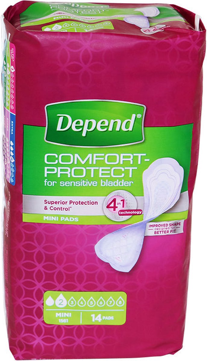 Goedkoopste Voordeelverpakking 4 X Depend Verband Mini, 14st (1561