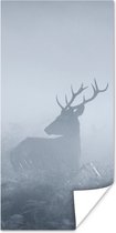 Poster Cerf - Brouillard - Forêt - 80x160 cm