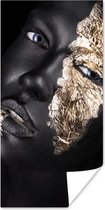 Poster Vrouw - Goud - Zwart - Verf - Luxe - 60x120 cm