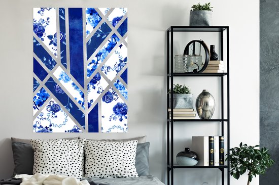 Affiche Bleu de Delft - Motif - Luxe - 90x120 cm