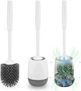Toiletborstel van siliconen, toiletborstel met houder, wandmontage & staande siliconen met sneldrogende houderset voor de badkamer