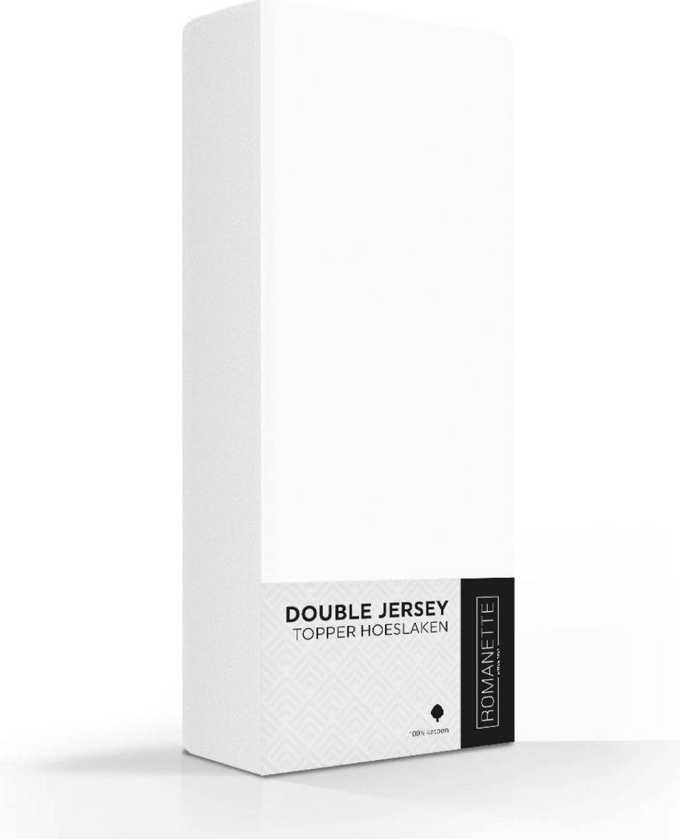 Romanette Double Jersey Topper Hoeslaken - 100% Katoen - 80/90/100x200/210/220 cm - Wit