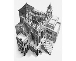 Kunstdruk M, C, Escher - Treppauf und Treppab 55x65cm