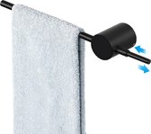 Uitschuifbaar handdoekenrek, zwart handdoekrek, uitschuifbaar 2-armig handdoekrek, badkamer wandmontage, roestvrij staal voor badkamer en keuken