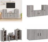 vidaXL 3-delige Tv-meubelset bewerkt hout grijs sonoma eikenkleurig - Tv-kast - Tv-kasten - Tv-meubel - Hifi-meubel