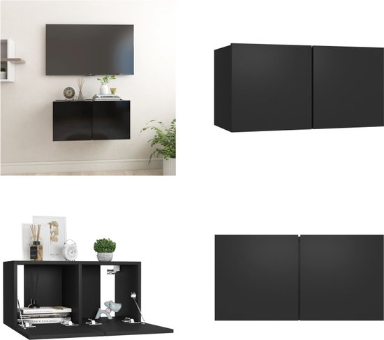 vidaXL Tv-hangmeubel 60x30x30 cm zwart - Tv-meubel - Tv-meubels - Tv-kast - Tv-kasten