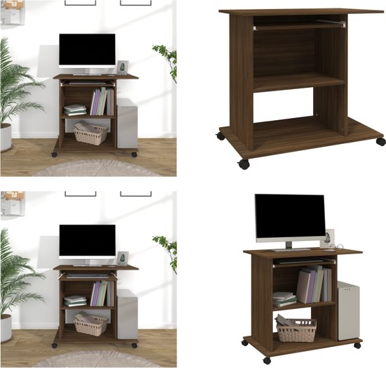 Bureau met schappen 102x45x148 cm bewerkt hout wit kopen