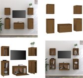 vidaXL Tv-meubelen 5 st massief grenenhout honingbruin - Tv-kast - Tv-kasten - Tv-meubel - Hifi-meubel