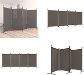vidaXL Kamerscherm met 4 panelen 346x180 cm stof antracietkleurig - Kamerscherm - Kamerschermen - Scheidingswand - Ruimteverdeler