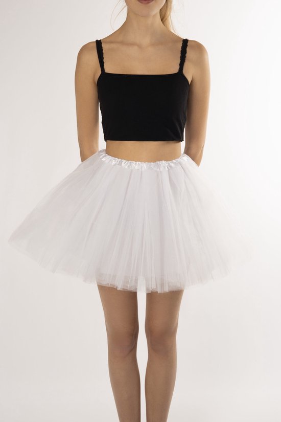 KIMU® Tutu Wit Tule Rokje - Maat XS S - 140 146 152 158 164 - Witte Petticoat Rok Dames - Onderrok Ballerina Meisje Engel Festival