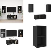 vidaXL 3-delige Tv-meubelset spaanplaat hoogglans zwart - Tv-kastenset - Tv-kastensets - Tv-kasten - Tv-meubelset