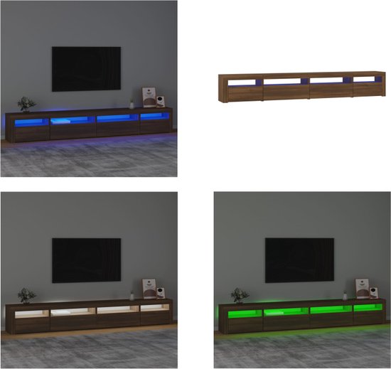 vidaXL Tv-meubel met LED-verlichting 270x35x40 cm bruineikenkleurig - Tv-kast - Tv-kasten - Tv-meubel - Tv-meubel Met LED-verlichting